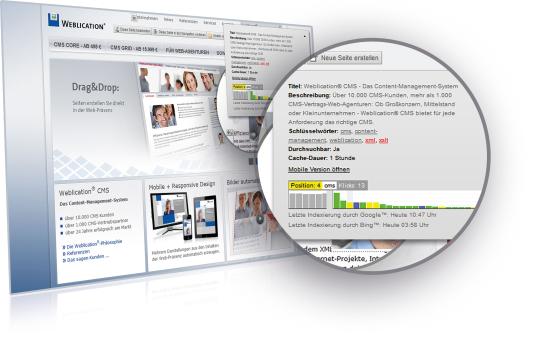Metadaten und SEO-Überwachung direkt in der Web-Präsenz
