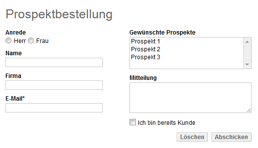 Zweispaltiges Web-Formular