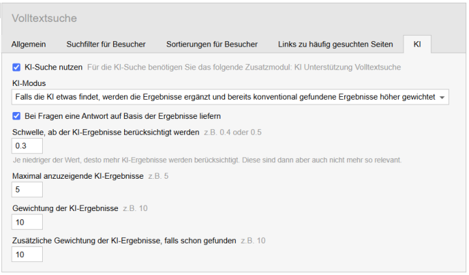 KI-Suche: Einstellungen KI-Suche: Einstellungen