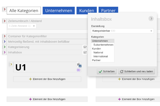 Kategorienfilter für filterbare Inhaltsboxen - Kategorienen zuweisen