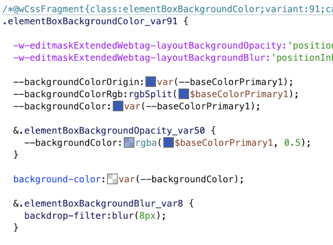 Version 20: IDE - Über CSS-Variablen definierte Farben werden im Quelltext angezeigt Version 20: IDE - Über CSS-Variablen definierte Farben werden im Quelltext angezeigt