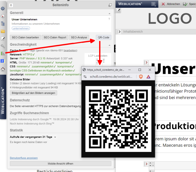 Version 20: QR-Code für aktuelle Seite generieren über Seiteninfo