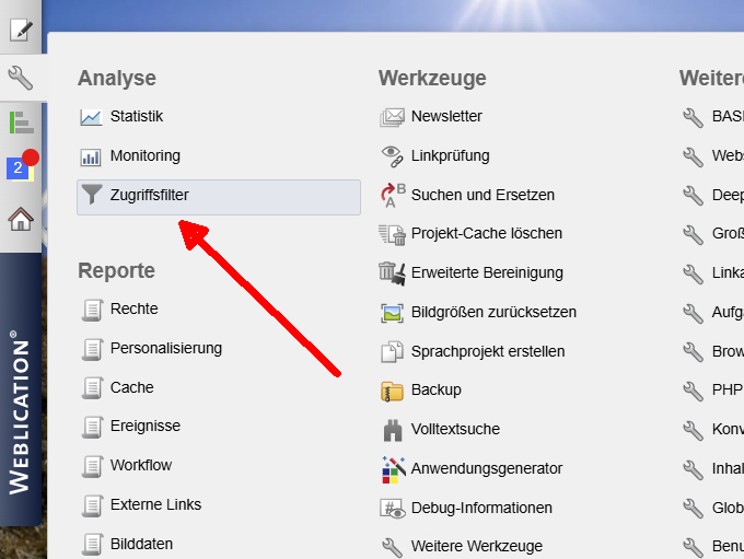 Zugriffsfilter Aufruf Zugriffsfilter Aufruf