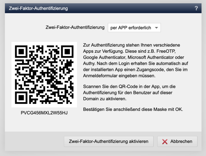 Version 20: 2-Faktor-Authentifizierung aktivieren Version 20: 2-Faktor-Authentifizierung aktivieren