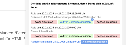 Panel - Seiteninfo - Zeitgesteuerte Simulation nun auch für Listeneinträge und Includes