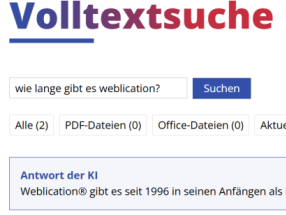 KI-Suche: NEUES Modul in Weblication® Version 20