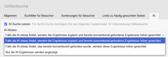 KI-Suche: Einstellungen des KI-Modus