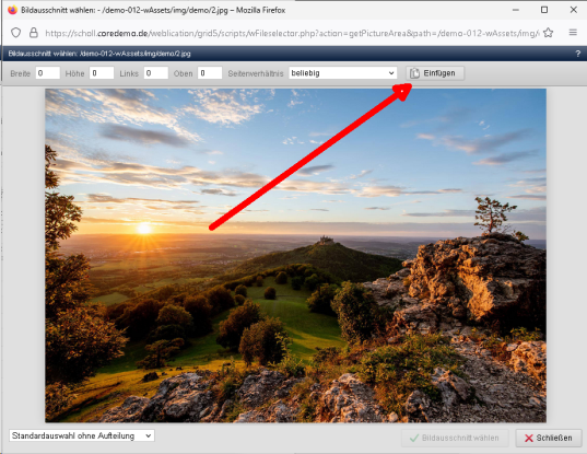 Kopierten Bildausschnitt in einem anderen Bild einfügen