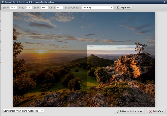 Bildausschnitt nach dem Einfügen in einem anderen Bild