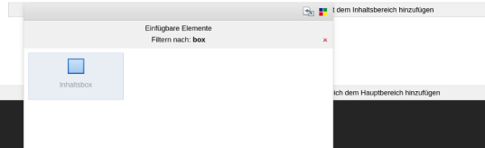 Bei Elementeauswahl im Editor wird nun auch die Eingabe des Typs - hier box - berücksichtigt