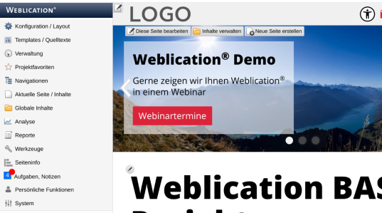 Fixiertes Bedien-Panel