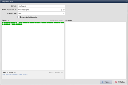 Linkprüfung: Anzahl der bereits geprüften Links wird angezeigt 