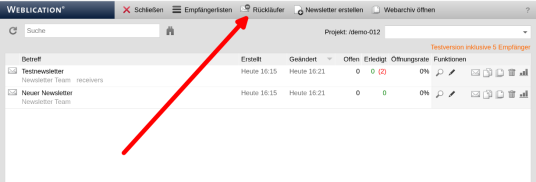 So rufen Sie das Bounce Management auf