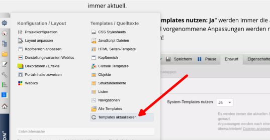 Aufruf, um alle Templates zu aktualisieren